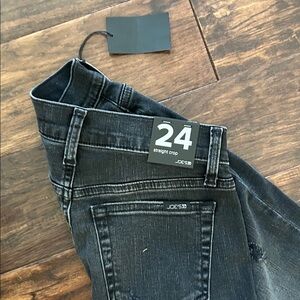 NWT Joe's Jeans Black Straight Leg Distressed Denim 24